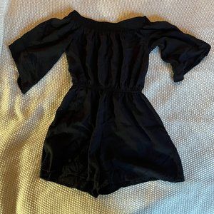 Black Quarter Sleeves Romper